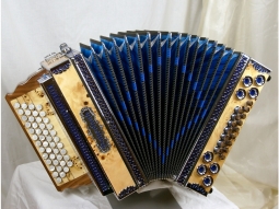 Harmonika Profi 4 WE Wurzelholz blau 
